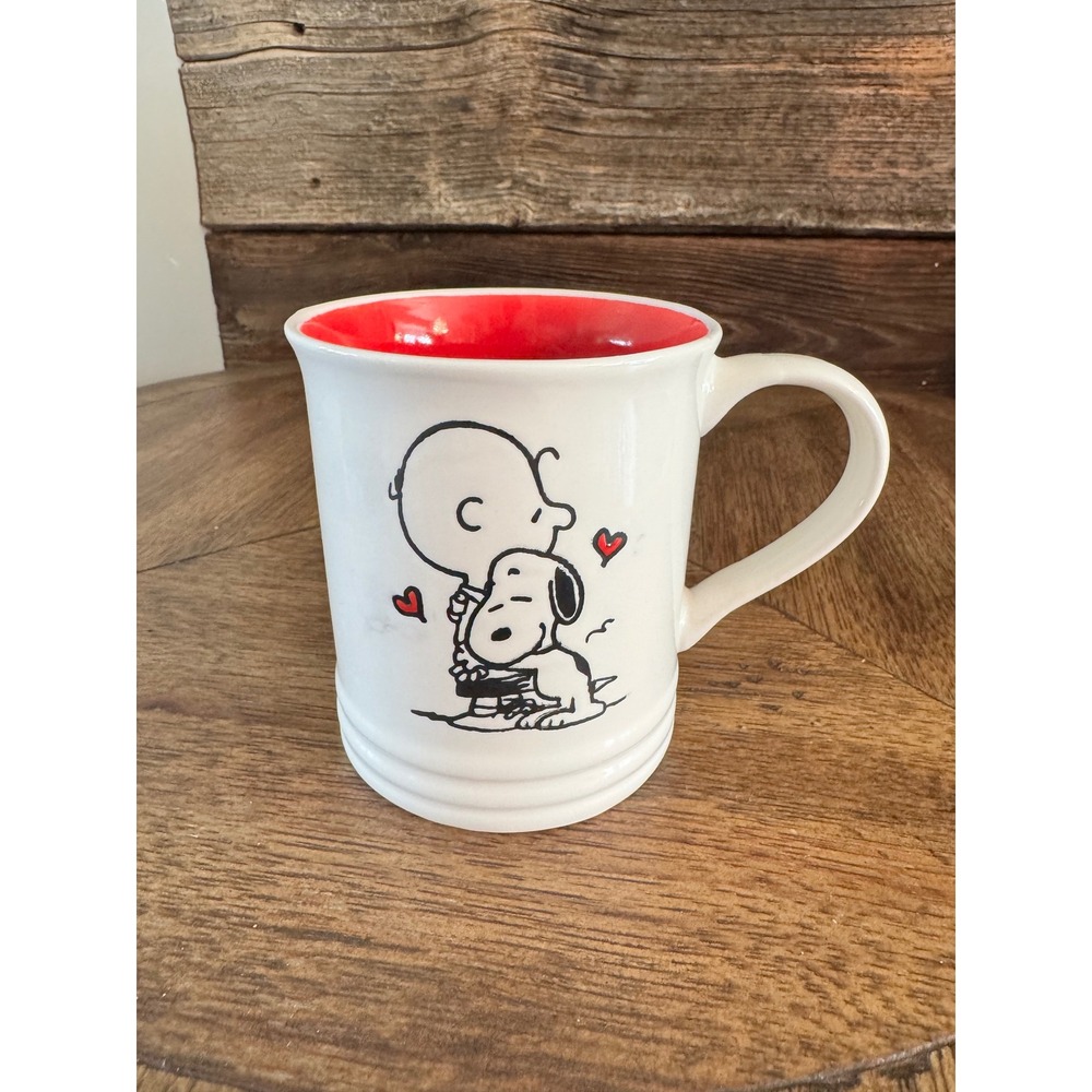 Peanuts Snoopy Charlie Brown Heart Coffee Mug Zrike Brand White Red Ceramic 18oz